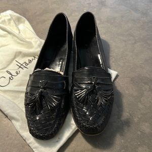 Cole Haan Black Woven Tassel Loafers